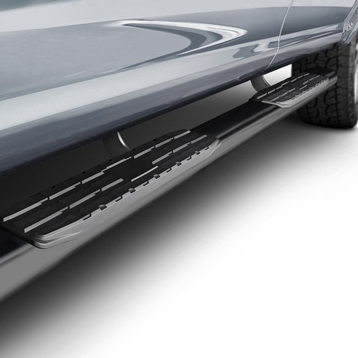 [4M-AMAR23BLKSSBOVW] VW Amarok 2023- black oval side bars with tread plates