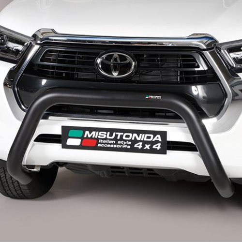 [4M-HILUX-21SSABAR76/BLK#] Black 76mm A-Frame front bull bar for Toyota Hilux 2021-