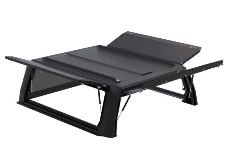 Aluminium Rhinoman Xpedition hardtop for Ford Ranger & Ranger Raptor Double Cab (23-) in Matt Black -lift-up panels & lift up rear