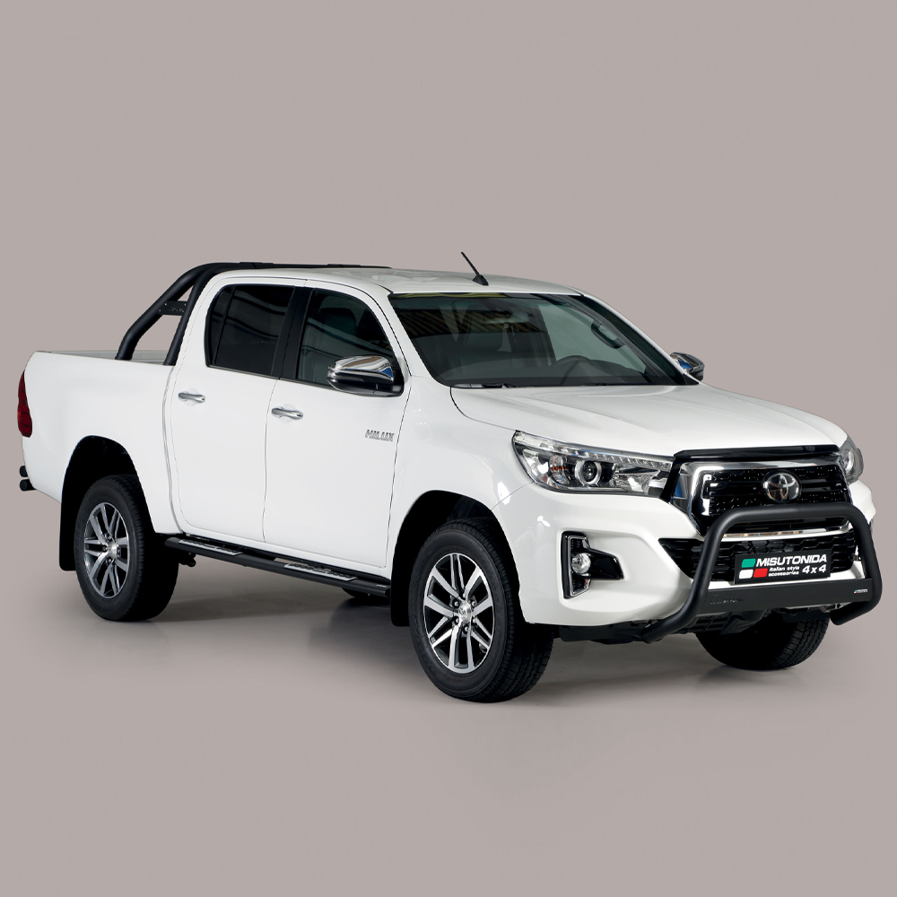 Toyota Hilux (including Invincible X) double cab 2018- black sidebars oval mach