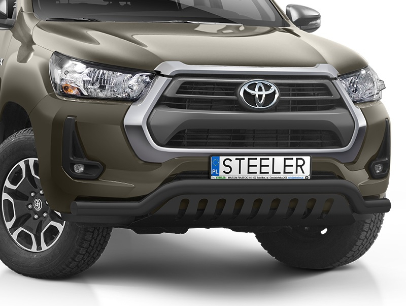 Toyota Hilux 2021- spoiler bar with axle plate in black
