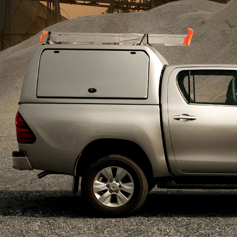 Toyota Hilux 2016- ProTop high roof gullwing canopy in 1D6 Silver with solid rear door