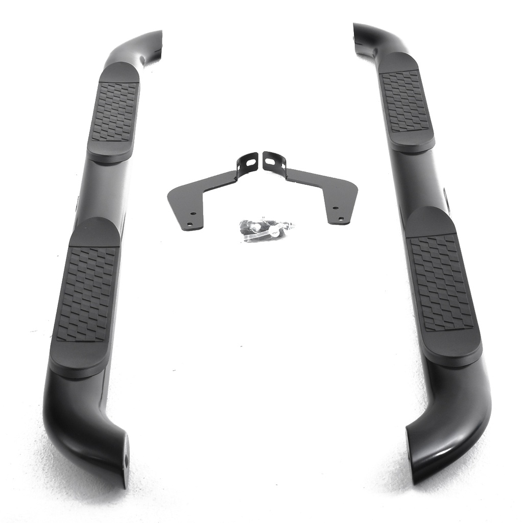 Toyota Hilux 2016- onwards black oval side bars with tread plates
