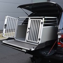 Lightweight dog box with twin doors