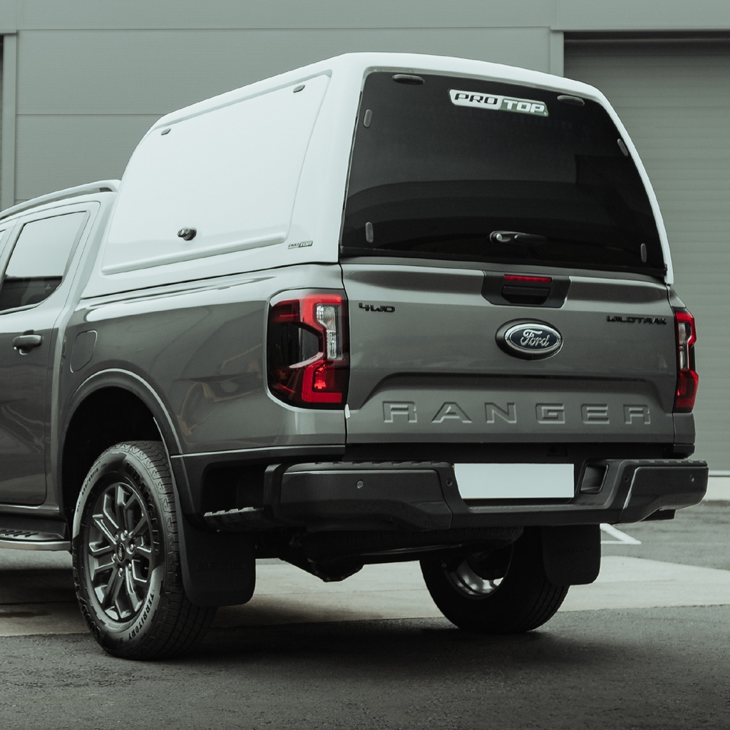 Ford Ranger 2023- ProTop high roof gullwing Tradesman canopy with glass doorin frozen white