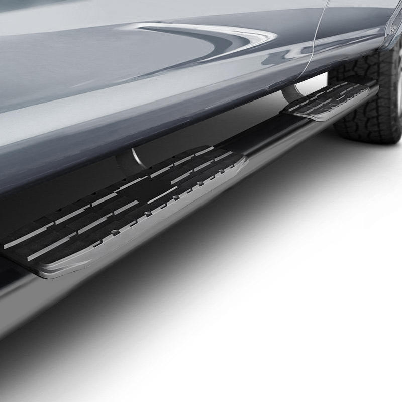 Black oval side bars with tread plates