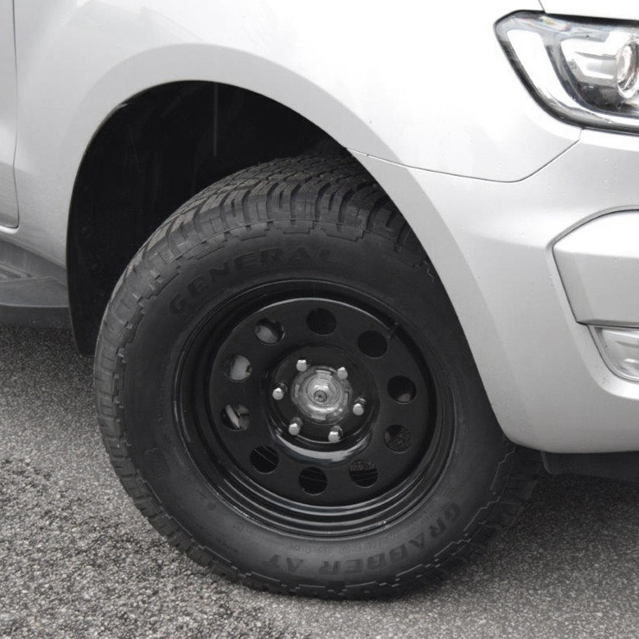 17" black modular steel wheels