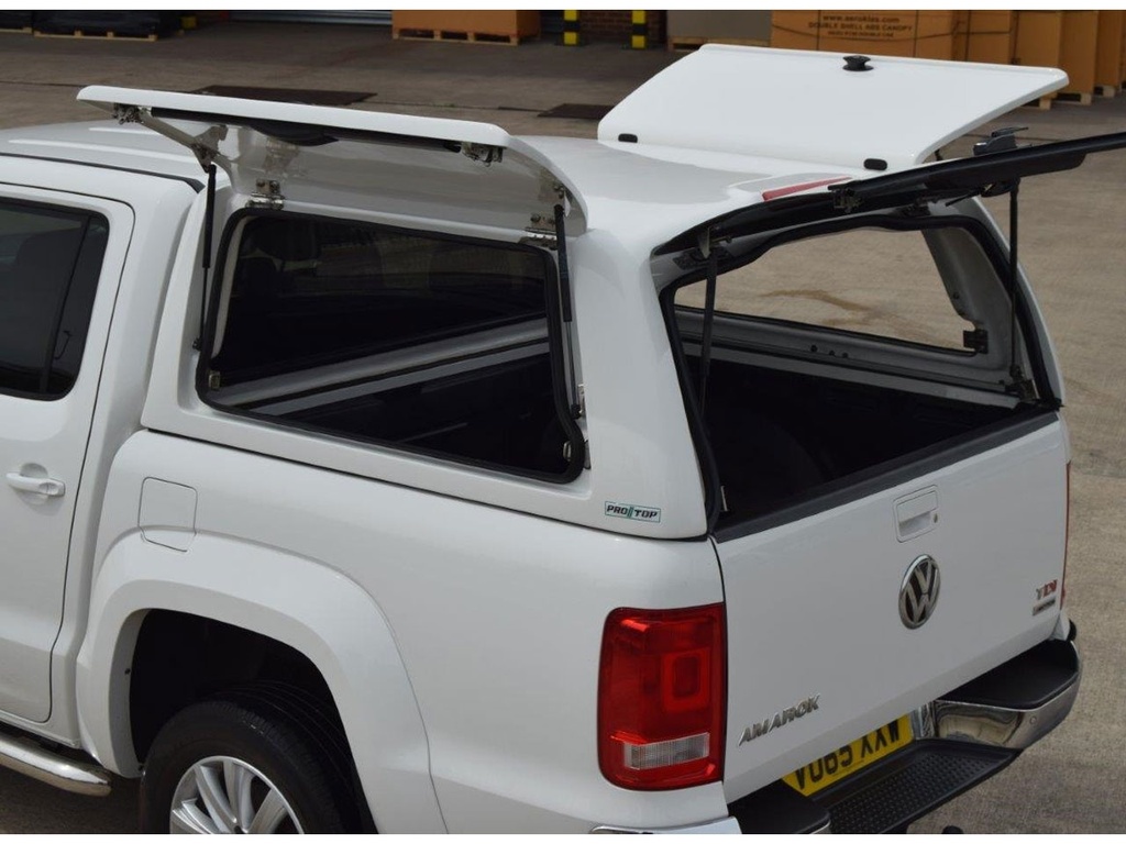 VW Amarok 2011-2020 ProTop gullwing canopy with glass rear door in B4B4 Candy White