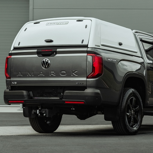 [4M-AMAR23-GULL/FRP/2E2E] VW Amarok 2023- ProTop gullwing canopy with FRP rear door in clear white