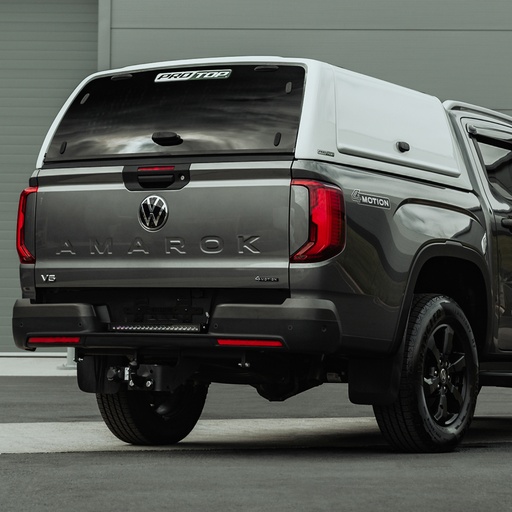 [4M-AMAR23-GULL/GLASS/2E2E] VW Amarok 2023- ProTop gullwing canopy with glass rear door in clear white