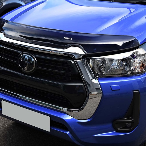 [4M- HILUX-21BGV.3#] Toyota Hilux 2021- black acrylic bonnet guard with logo