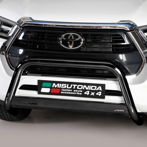 [4M-HILUX-21SSABAR63/BLK#] Toyota Hilux 2021- Black 63mm A-frame bull bar