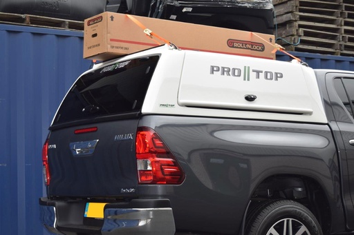 [4M-HILUX-21PROTOPLOWGULLRC/RKE#_P] Toyota Hilux 2021- ProTop gullwing canopy with central locking (for active model with ladder rack) - White 040