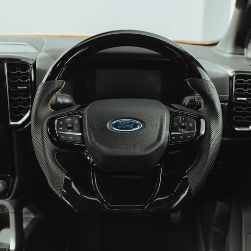 [4M-RANGER23-STEERINGWHEELV.4#] RANGER 2023- WILDTRAK STEERING WHEEL IN LUSTROUS BLACK AND HEATED