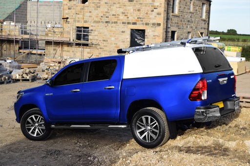 [4M-HILUX-16PROTOPLOWTRADESOLIDLR/C#] Toyota Hilux 2016- ProTop canopy Tradesman blank sided in 040 white solid rear door