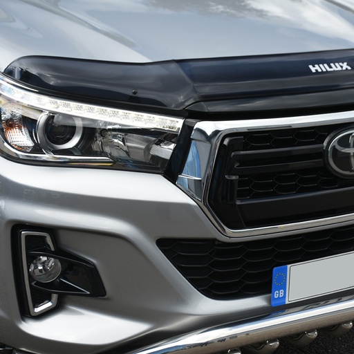 [4M-HILUX-18BG3#] Toyota Hilux Invincible X 2018- Dark Smoke bonnet giard with logo