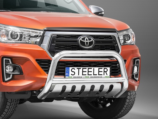 [4M-FACELIFTHILUX18DKUN-R1870-04#] Toyota Hilux Invincible X 2018- stainless steel A-Bar with axle plate