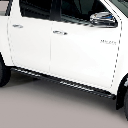 [4M-HILUX-19DBLBLKSB#] Toyota Hilux (including Invincible X) double cab 2018- black sidebars oval mach