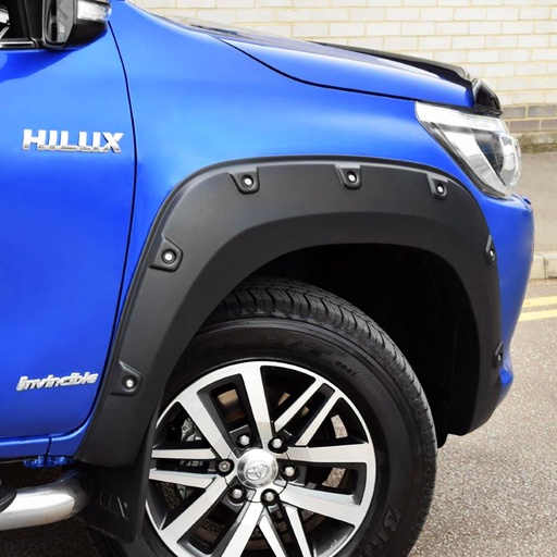 [4M-HILUX-16DBLWARIVBLK#] Toyota Hilux 2016- wheel arches - matte black with small rivets