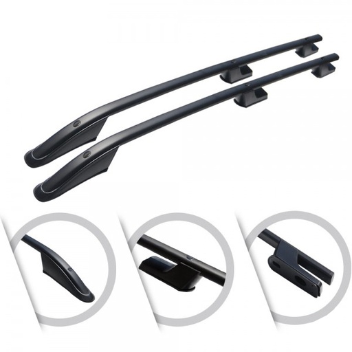 [4M-TRANCUSTRRLWBBLK#] Black coated aluminium roof rails for Ford Transit Custom LWB