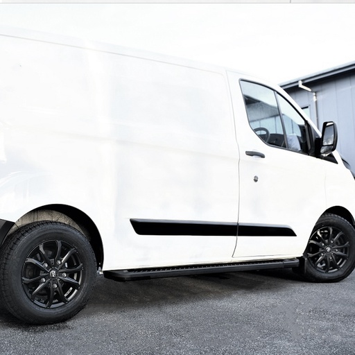 [4M-TRANCUSTL2BLACKRUBBERSTEPS245CM#] Ford Transit Custom LWB Black side steps 2012-