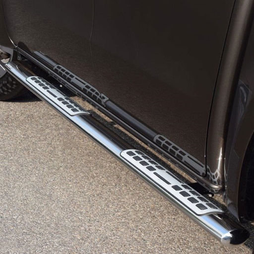 [4M-DSP/428/IX#] Mercedes X-Class Mach side steps in stainless steel with treads