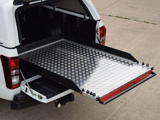 [4M-SLIDINGBEDTRAYCHEQDMAX#] Isuzu D-Max Carryboy sliding chequer plate heavy duty bed slide