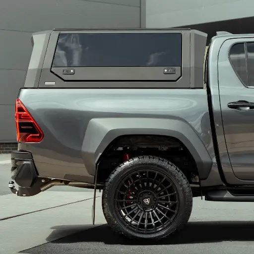 [4M-HILUX16-TOMAHAWKCANOPY] Toyota Hilux 2016-2026 Tomahawk Adventure Canopy - Stainless Steel Black Rhino Coated